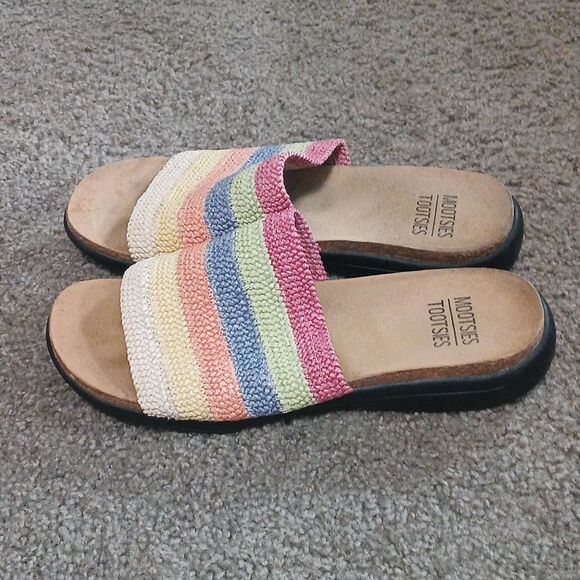 Mootsies Tootsies Emelia striped woven slides sandals Sz 8.5 EUC - Picture 3 of 7
